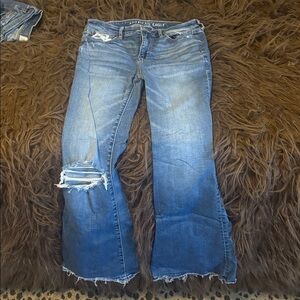 American Eagle Stretch Ripped Flare Jeans. Size 4.
